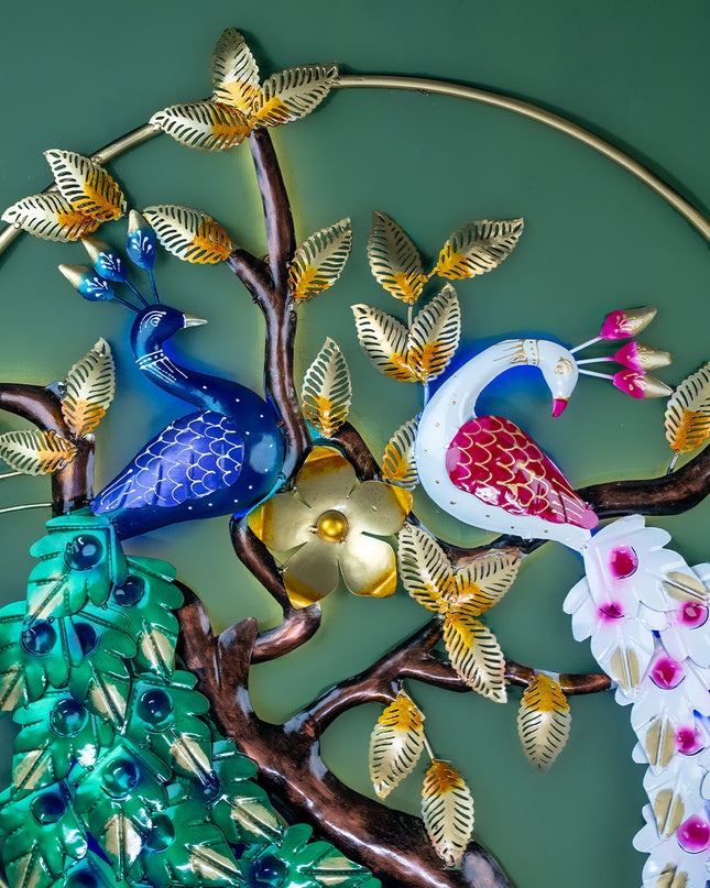 Metal Peacock Wall Hanging with Light - 40 inch - WL5407