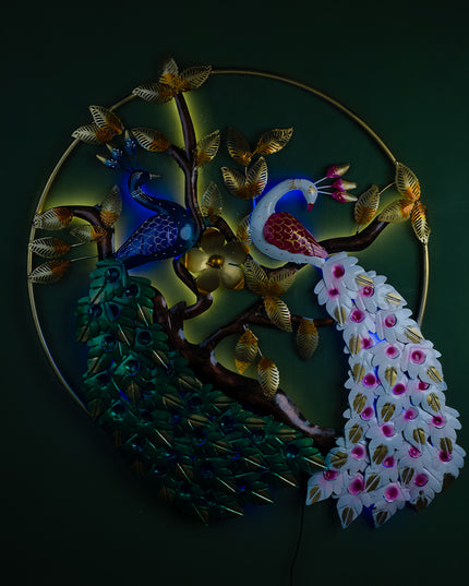 Metal Peacock Wall Hanging with Light - 40 inch - WL5407