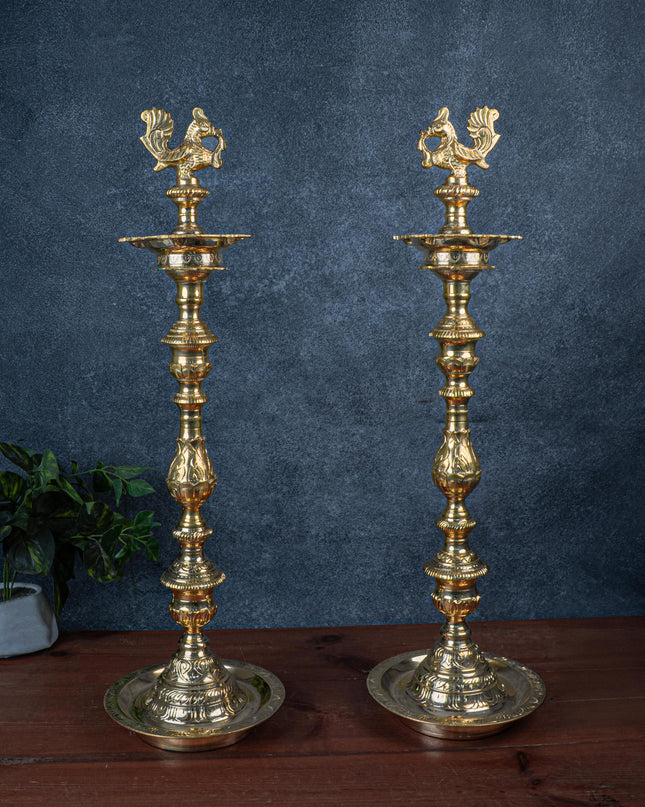 Brass Annapakshi Kuthu Vilakku - 28 inch - WL5409