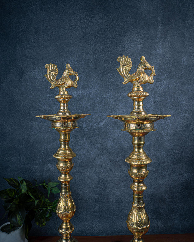 Brass Annapakshi Kuthu Vilakku - 28 inch - WL5409