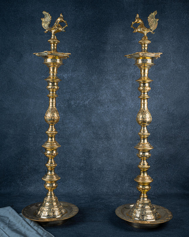 Brass Annapakshi Kuthu Vilakku - 39 inch - WL5410