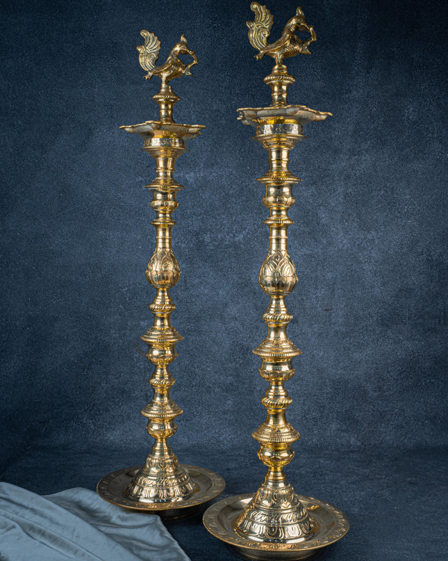 Brass Annapakshi Kuthu Vilakku - 39 inch - WL5410