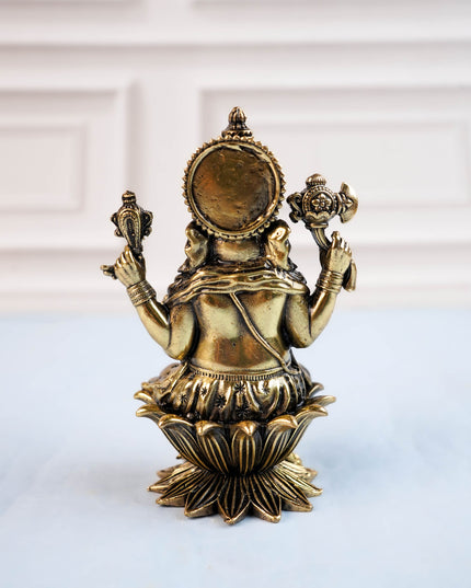 Brass Antique Ganesha Idol - 4 inch - WL5412