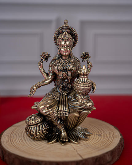 Brass Antique Lakshmi Idol - 4 inch - WL5413