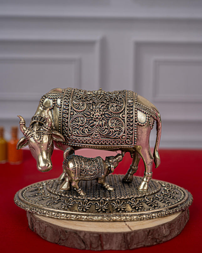Brass Antique Cow & Calf Idol - 3 inch - WL5415