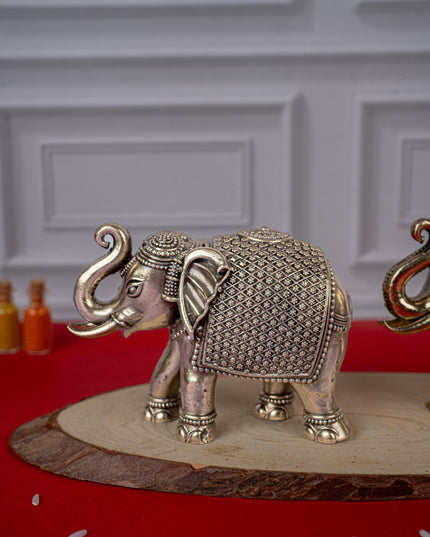 Brass Antique Elephant Idol - Set of 2 - WL5418