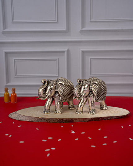 Brass Antique Elephant Idol - Set of 2 - WL5418