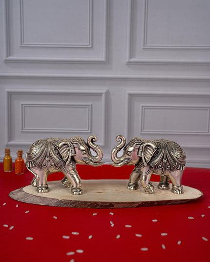 Brass Antique Elephant Idol - Set of 2 - WL5419