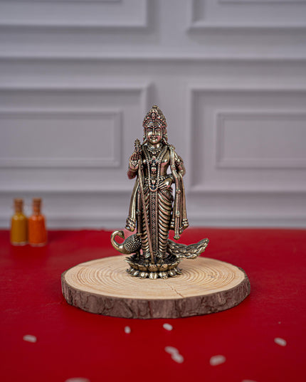 Brass Antique Murugan Idol - 4 inch - WL5420