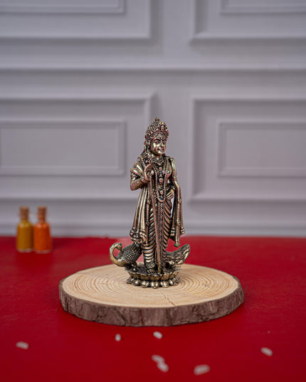 Brass Antique Murugan Idol - 4 inch - WL5420
