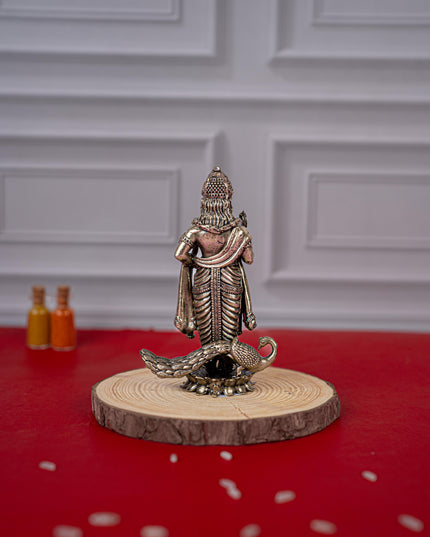 Brass Antique Murugan Idol - 4 inch - WL5420