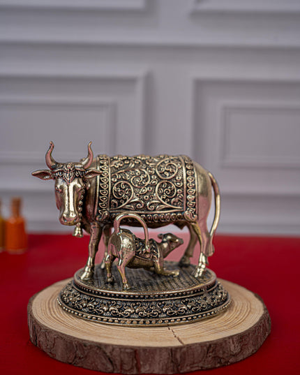 Brass Antique Cow & Calf Idol - 3 inch - WL5421