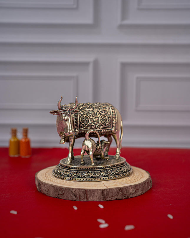 Brass Antique Cow & Calf Idol - 3 inch - WL5421