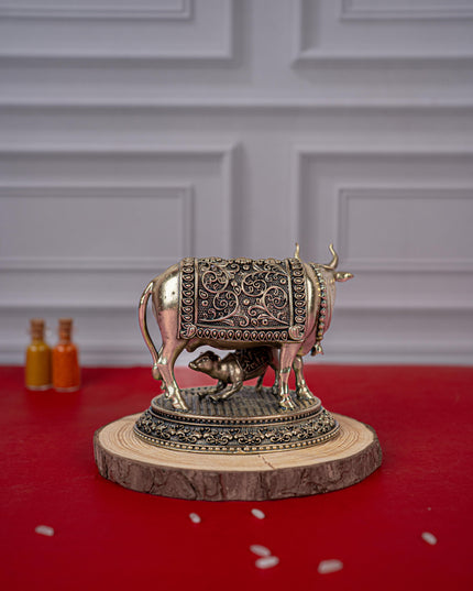 Brass Antique Cow & Calf Idol - 3 inch - WL5421