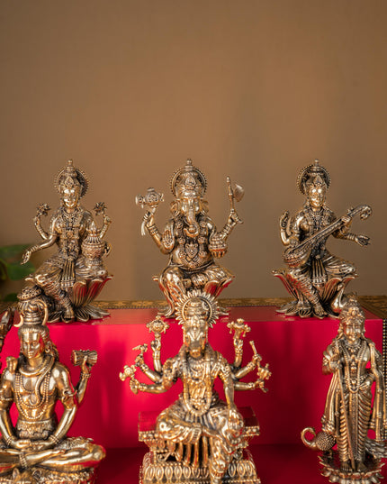 Swarna Golu 3 Step - Gold Oxidized Golu Padi & Brass Antique Idols - WL5422