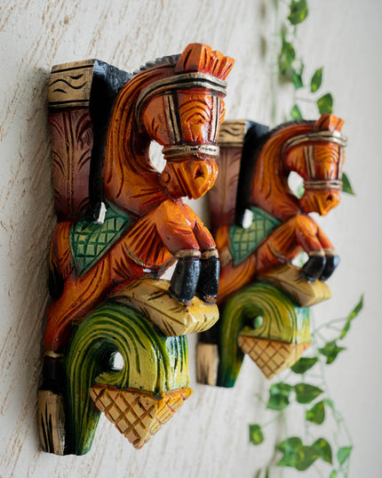 Wooden Carved Horse Bracket - 12 inch - Set of 2 - WL5424