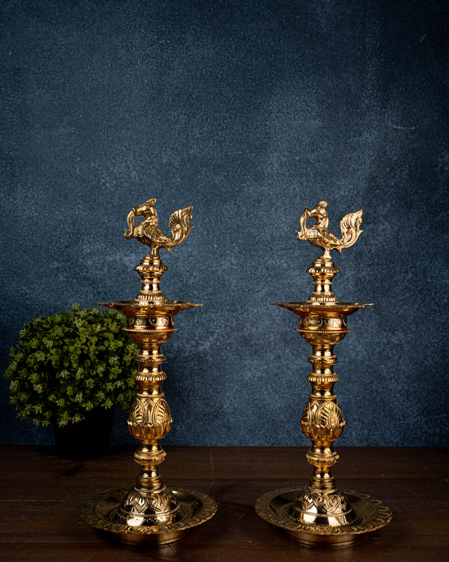 Brass Annapakshi Kuthu Vilakku - 15 inch - WL5428