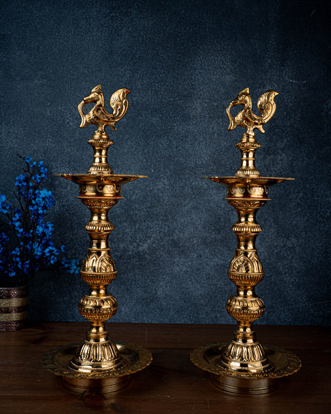 Brass Annapakshi Kuthu Vilakku - 18 inch - WL5429