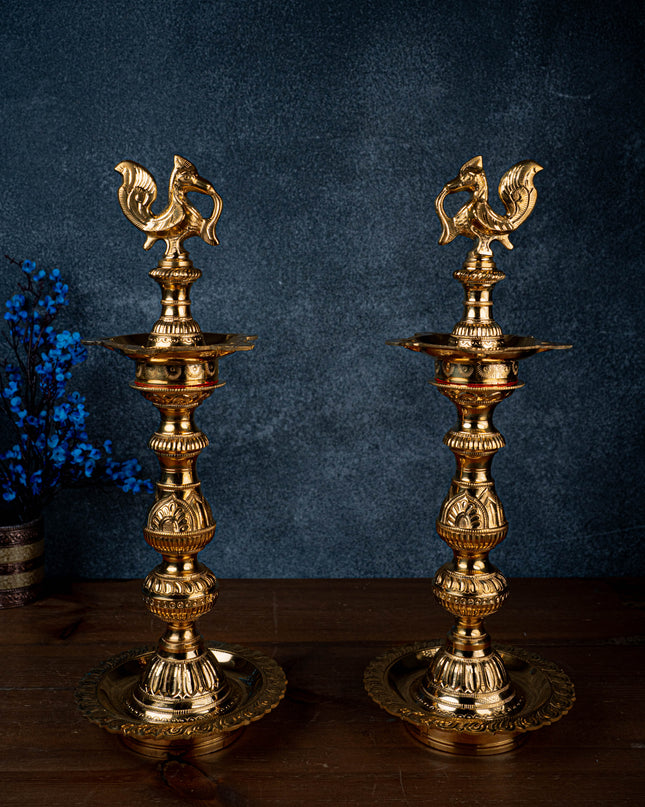 Brass Annapakshi Kuthu Vilakku - 18 inch - WL5429