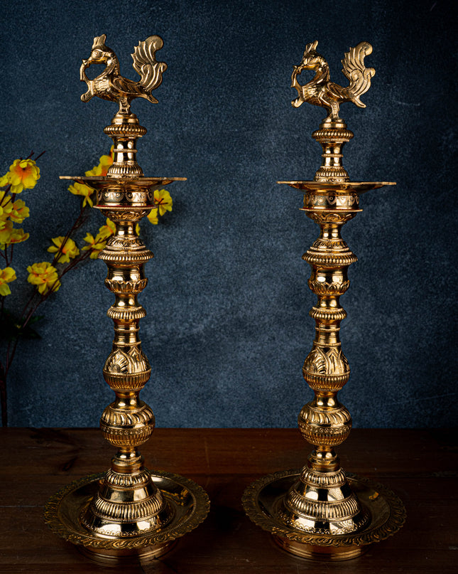 Brass Annapakshi Kuthu Vilakku - 23 inch - WL5430