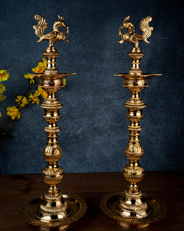 Brass Annapakshi Kuthu Vilakku - 23 inch - WL5430