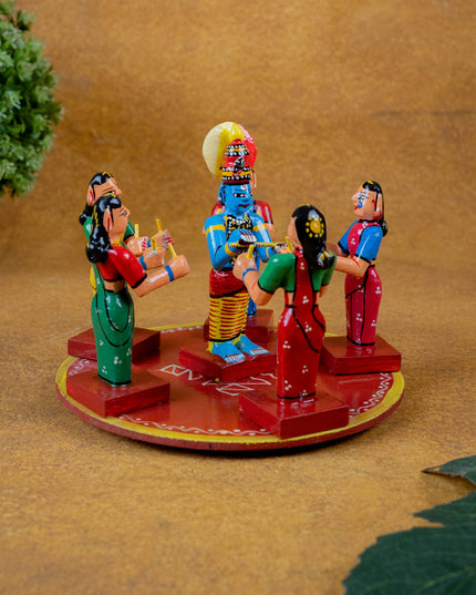 Kondapalli - Kolatam Krishna with Gopikas - 5 inch - WL5432