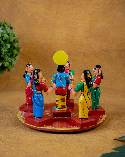 Kondapalli - Kolatam Krishna with Gopikas - 5 inch - WL5432