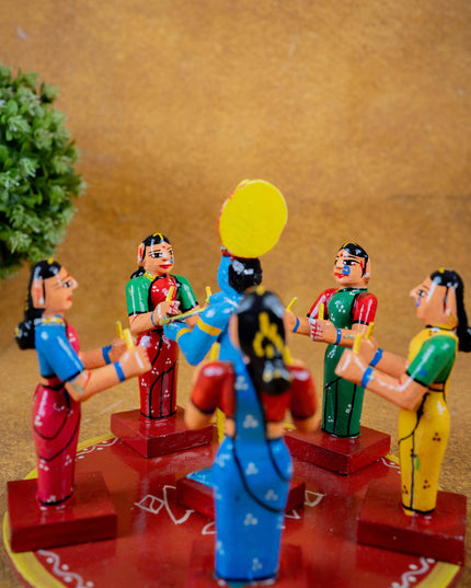 Kondapalli - Kolatam Krishna with Gopikas - 5 inch - WL5432