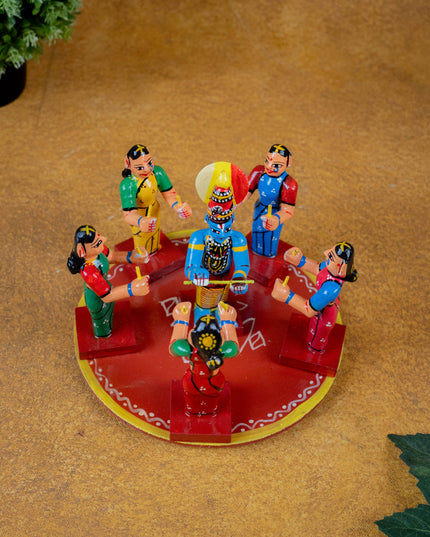 Kondapalli - Kolatam Krishna with Gopikas - 5 inch - WL5432