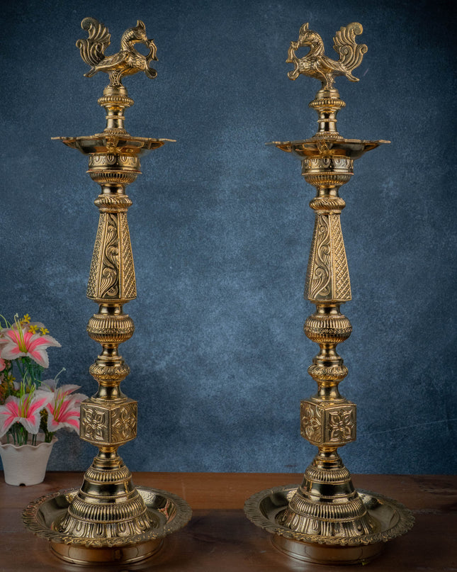 Brass Annapakshi Kuthu Vilakku - 27 Inch - WL5435