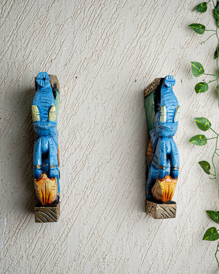 Wooden Carved Elephant Bracket - 12 inch - Set of 2 - WL5436