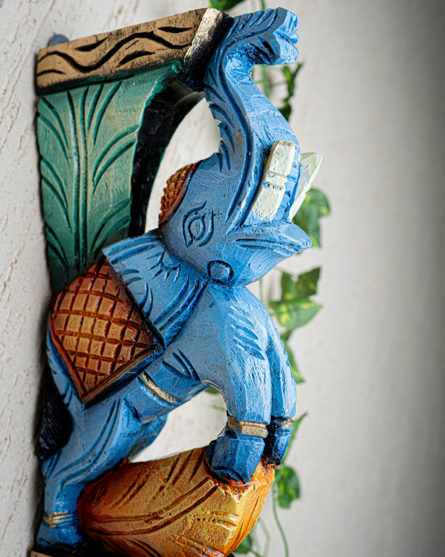 Wooden Carved Elephant Bracket - 12 inch - Set of 2 - WL5436