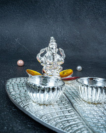 Lord Ganesha Manjal-Kumkum Holder - Red - WL5438-1