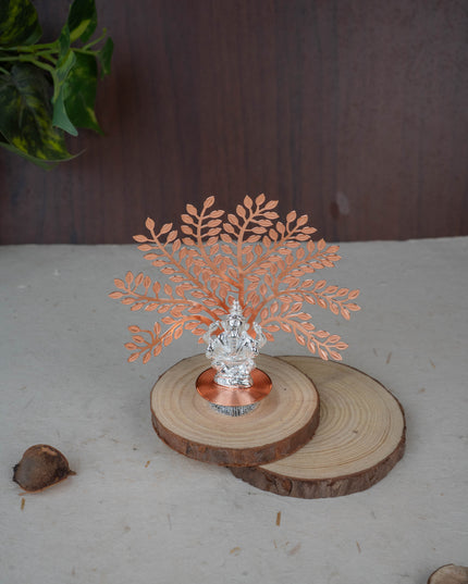 White Metal Ganesha Idol with Tree of Prosperity - Copper - WL5440-1