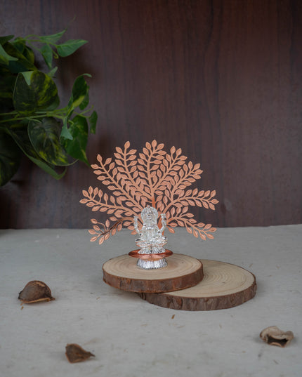 White Metal Lakshmi Idol with Tree of Prosperity - Copper - WL5440-2
