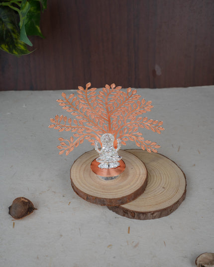 White Metal Lakshmi Idol with Tree of Prosperity - Copper - WL5440-2