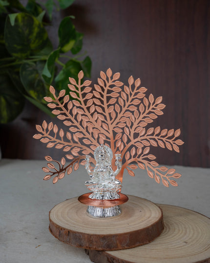 White Metal Lakshmi Idol with Tree of Prosperity - Copper - WL5440-2