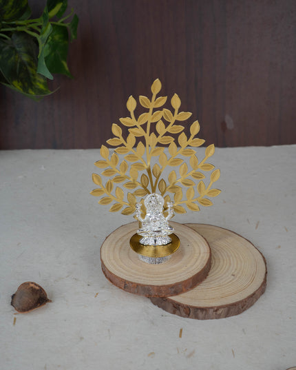 White Metal Lakshmi Idol with Tree of Prosperity - Gold - WL5441-2