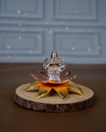 White Metal Lord Ganesha on Designer Lotus - WL5442-1