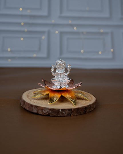White Metal Lord Lakshmi on Designer Lotus - WL5442-2