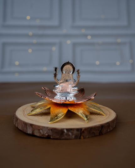 White Metal Lord Lakshmi on Designer Lotus - WL5442-2