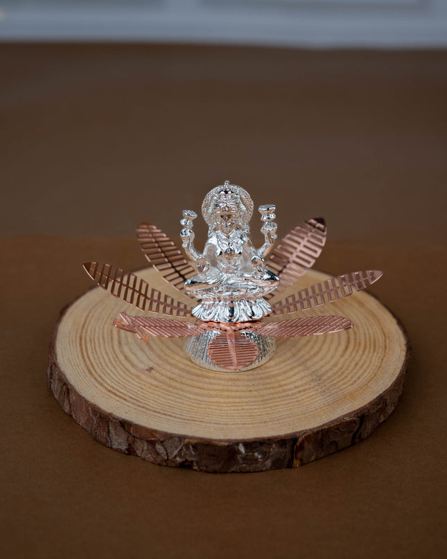 White Metal Lord Lakshmi on Contemporary Floral Base - WL5443-2