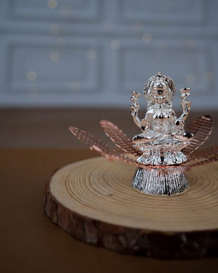 White Metal Lord Lakshmi on Contemporary Floral Base - WL5443-2