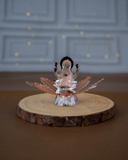 White Metal Lord Lakshmi on Contemporary Floral Base - WL5443-2