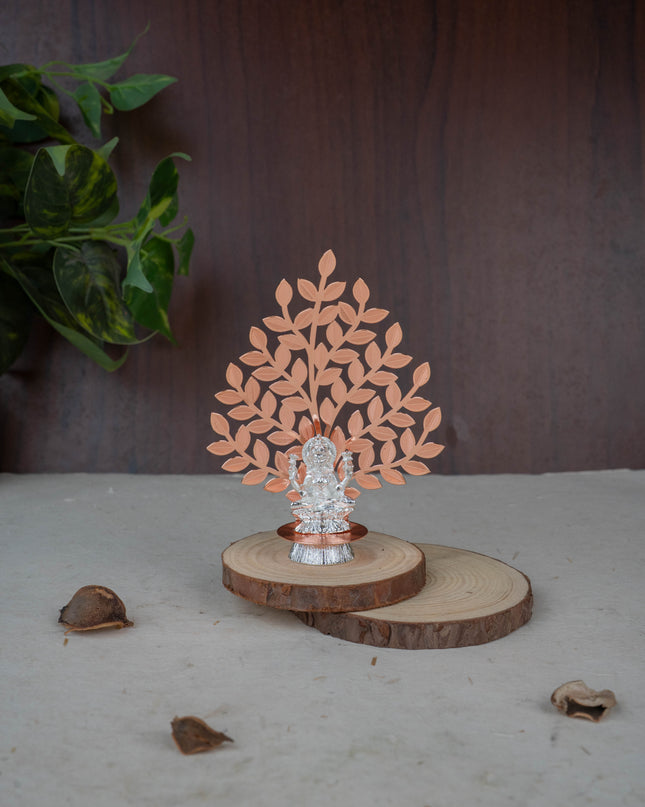 White Metal Lakshmi Idol with Tree of Prosperity - Copper - WL5445-2
