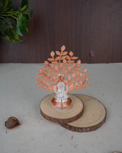 White Metal Lakshmi Idol with Tree of Prosperity - Copper - WL5445-2