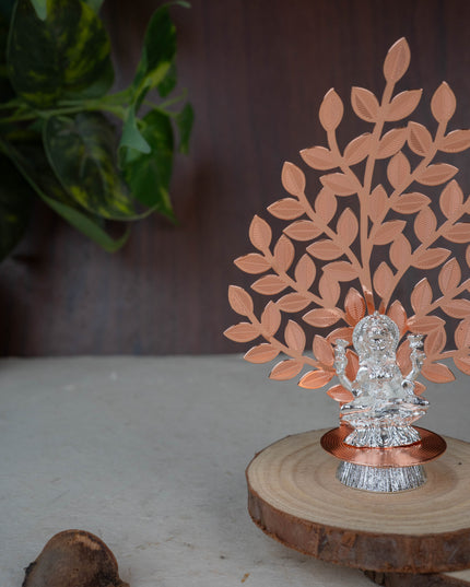 White Metal Lakshmi Idol with Tree of Prosperity - Copper - WL5445-2