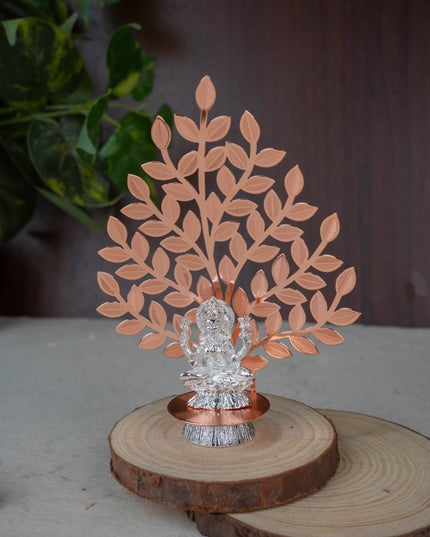 White Metal Lakshmi Idol with Tree of Prosperity - Copper - WL5445-2