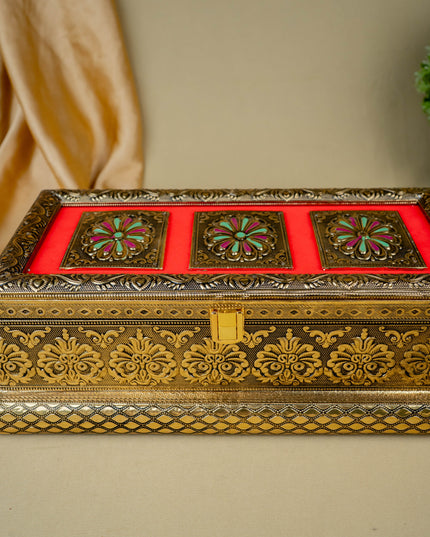 Oxidized 3 Jar Dry Fruit Box - WL5446