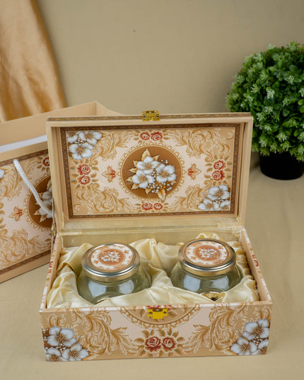 Decorative 2 Jar Dry Fruit Box with Bag - WL5448
